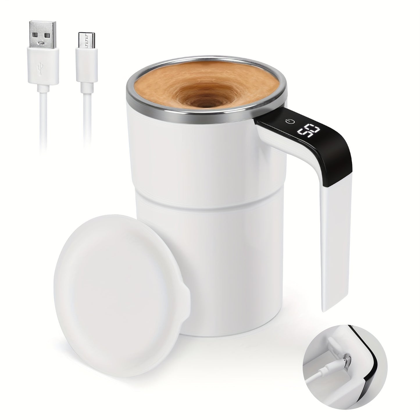 Fully Automatic 304 Stainless Steel Mixing Cup with Temperature Display – Portable Coffee Cup for Home and Office