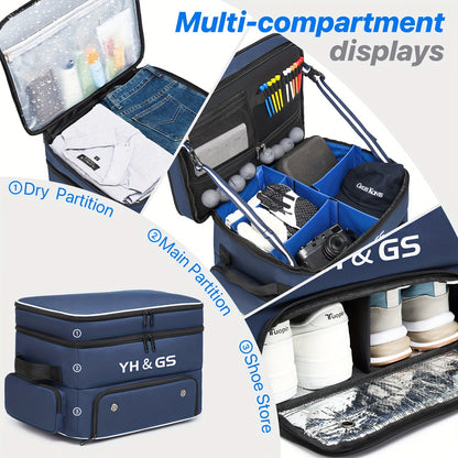 YH & GS Premium Golf Trunk Organizer - Waterproof and Durable Blue Nylon Storage Bag for Golf Shoes and Accessories