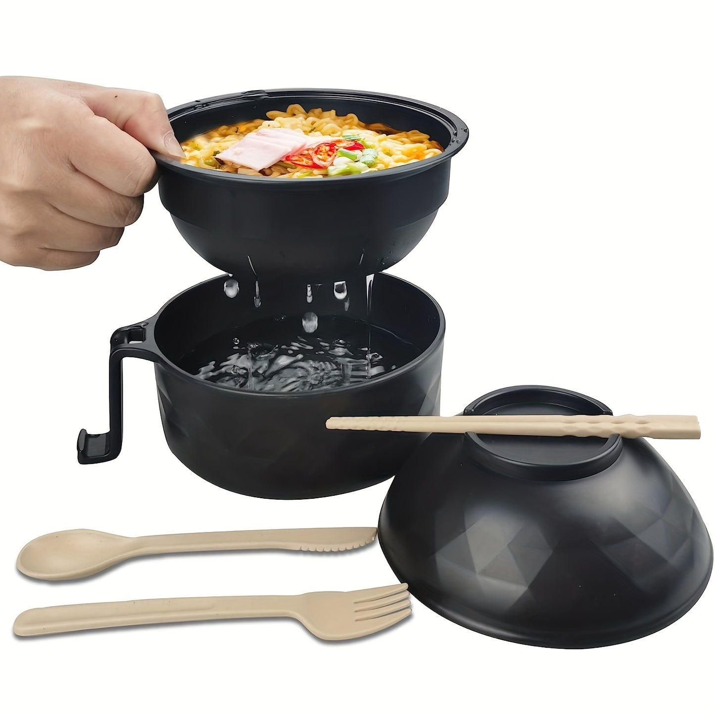 Ramen Bowl Set with Chopsticks – Microwave Safe Instant Noodles Cooker, Dishwasher Safe, College Dorm Essentials, Student Bento Box