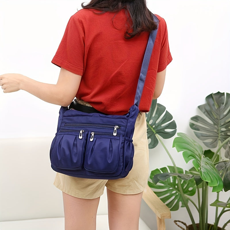 Women's Casual Ruched Crossbody Bag - Large Capacity Nylon Shoulder Bag