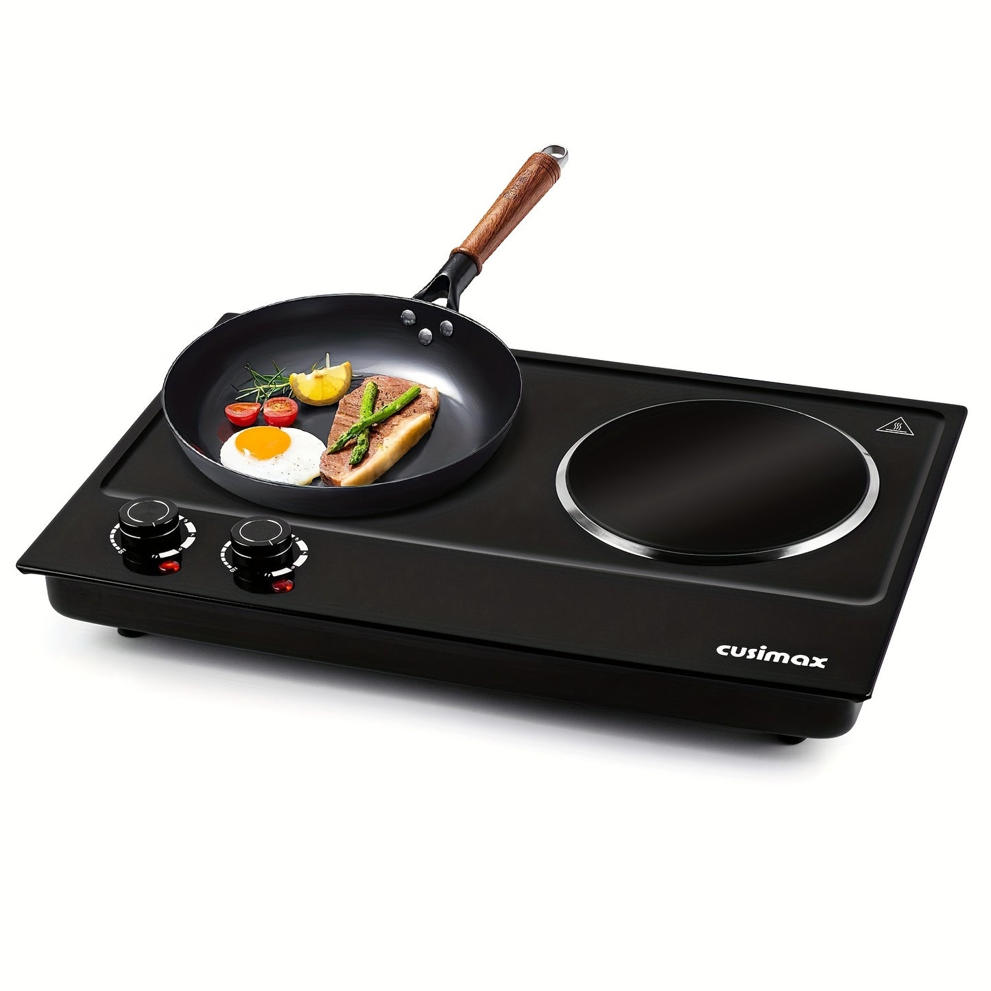 1800W Cusimax Infrared Ceramic Electric Hot Plate - Portable Stainless Steel Countertop Burner with Dual Knob Control - Easy to Clean, Upgraded Version