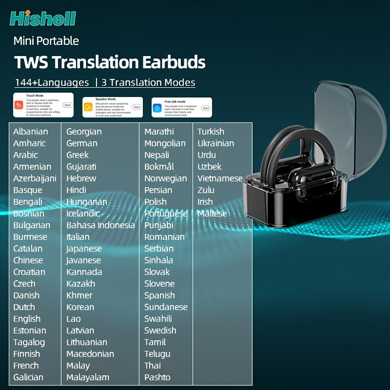 144 Language Instant Translator Earbuds – Smart Headset for Seamless 2-Way Communication, Music, and Calls – iOS and Android Compatible