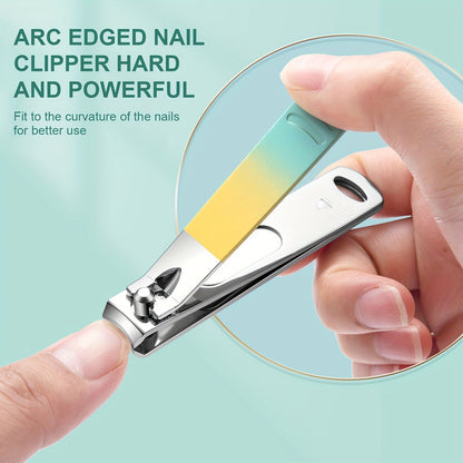 Manicure Set - Nail Clipper Kit for Men and Women, Toe and Finger Clippers, Personal Care Tools with Portable Travel Case, Grooming Kit Gift for Family and Friends (Gradient Color)