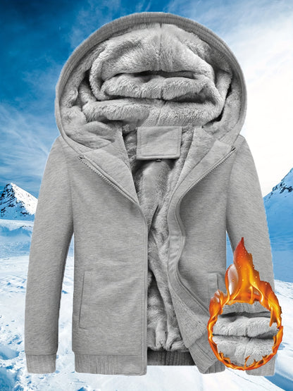 Winter Warm Fleece Zipper Hooded Jacket – Color Block Casual Hoodie – Women's Clothing