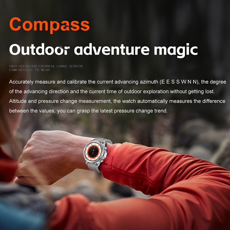 2024 GPS Smart Watch for Men – LED Lighting, 360x360 HD Screen, AI Voice, Wireless Call, NFC, Compass, Sport and Fitness Tracker, Ideal for Father’s Day Gift