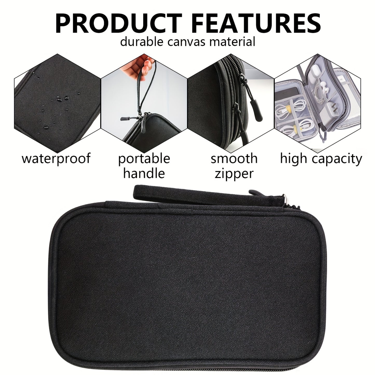 8 Compartment Travel Organizer with Waterproof Pockets - Ideal for Organizing Electronics and Accessories on the Go