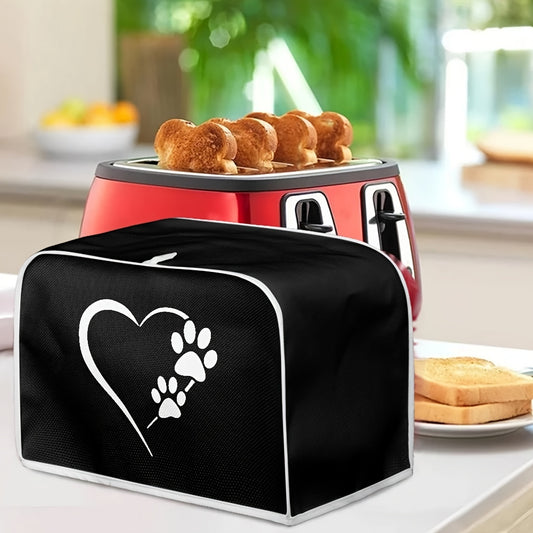 4 Slice Toaster Covers - Multicolor Kitchen Accessories with Dust and Fingerprint Protection - Washable Bread Maker Oven Covers - Dog Paw Heart Design