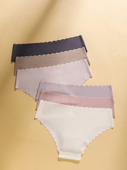 6 Piece Set Comfy Mid-Rise Solid Color Briefs – Soft Polyamide Fabric, Breathable and Stretchy, Sexy Women's Lingerie