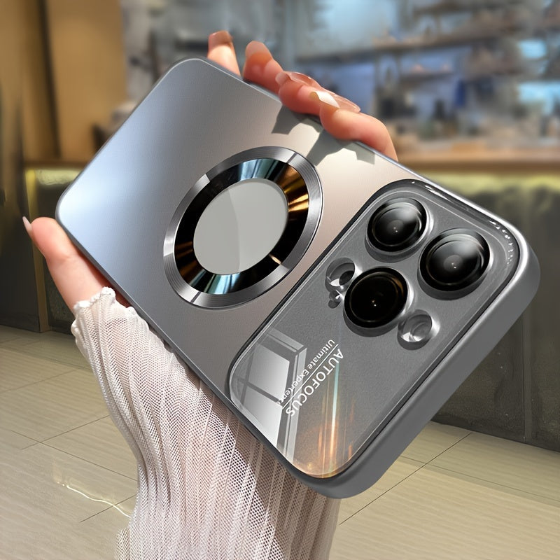 New Titanium Metallic Luxury Matte Phone Case for iPhone 15/14/13/12/11 Pro Max Plus - Magnetic Wireless Charging, Shockproof, Glass Camera Lens Protection