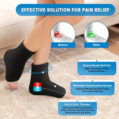 Reusable Gel Ice Pack for Feet - Hot and Cold Therapy, Ideal for Achilles Tendonitis, Plantar Fasciitis, and Swelling Relief