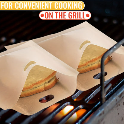 5pcs Large Non-Stick Reusable Toaster Bags - 6.3x6.5in/16x16.5cm | For Grilled Cheese, Pizza, Panini, Garlic Bread | Easy Toaster, Microwave, Grill Cooking | Durable, Heat-Resistant, Dishwasher Safe