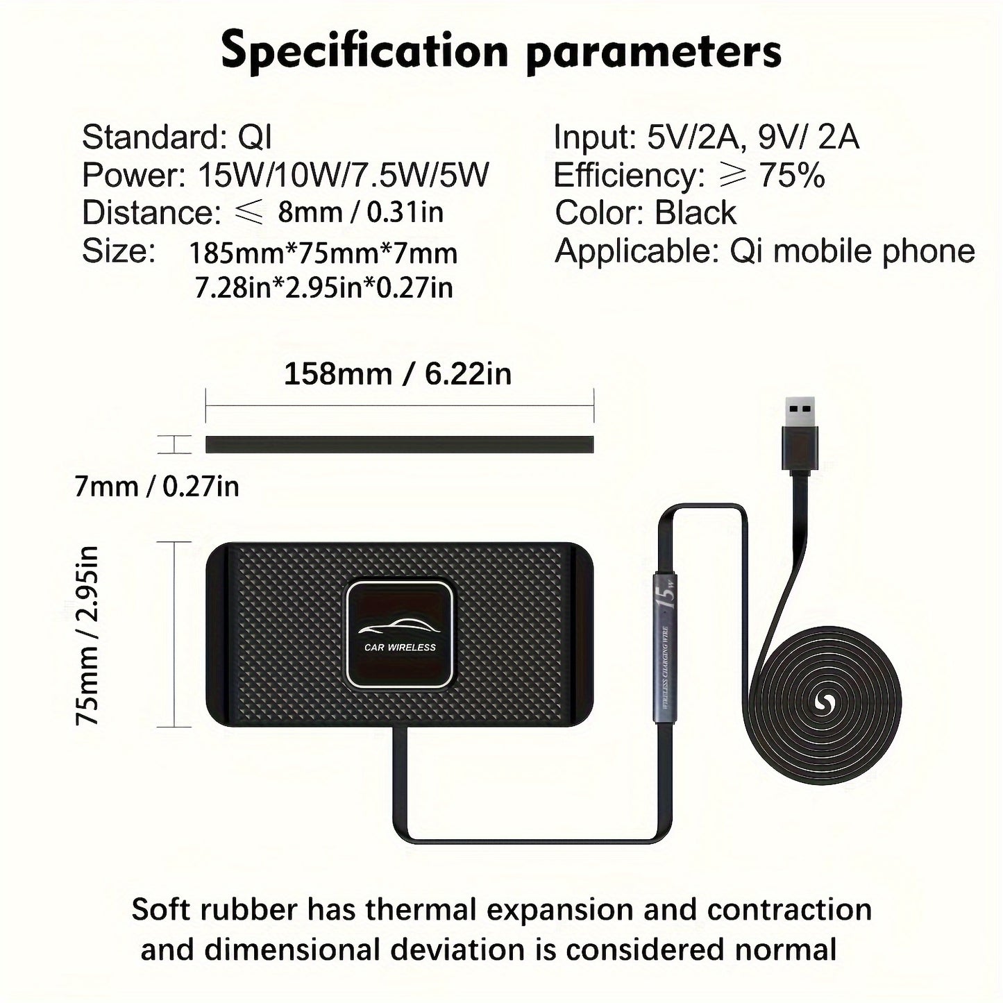 15W Fast Wireless Car Charger Pad – Non-Slip Silicone, Universal Compatibility for iPhone 14/13/12/11, Samsung – Safe and Rapid Charging Station