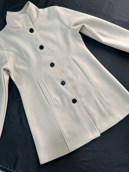 Women's Single-Breasted Overcoat - Solid Color Long Sleeve Casual Outerwear for Fall and Winter