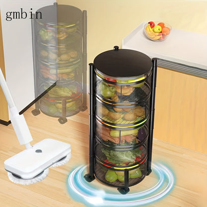 Rotating Kitchen Storage Rack – Easy Assembly Multi-Layer Fruit and Vegetable Organizer, Metal Material for Home and Living Room Kitchen Organization