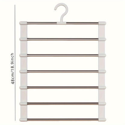 Space Saving Foldable Pants Hangers – Stainless Steel Closet Organizer for Jeans, Leggings and Trousers