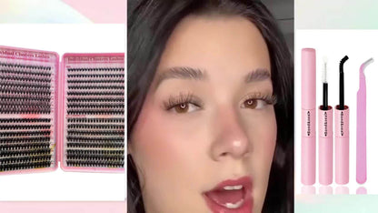 640/280pcs Extra Thick D Curl 9-16mm Mixed Length Individual Lashes – DIY Lash Clusters Extension Kit for Wispy Manga Look – Easy to Use, Long-Lasting, Reusable, Comfortable
