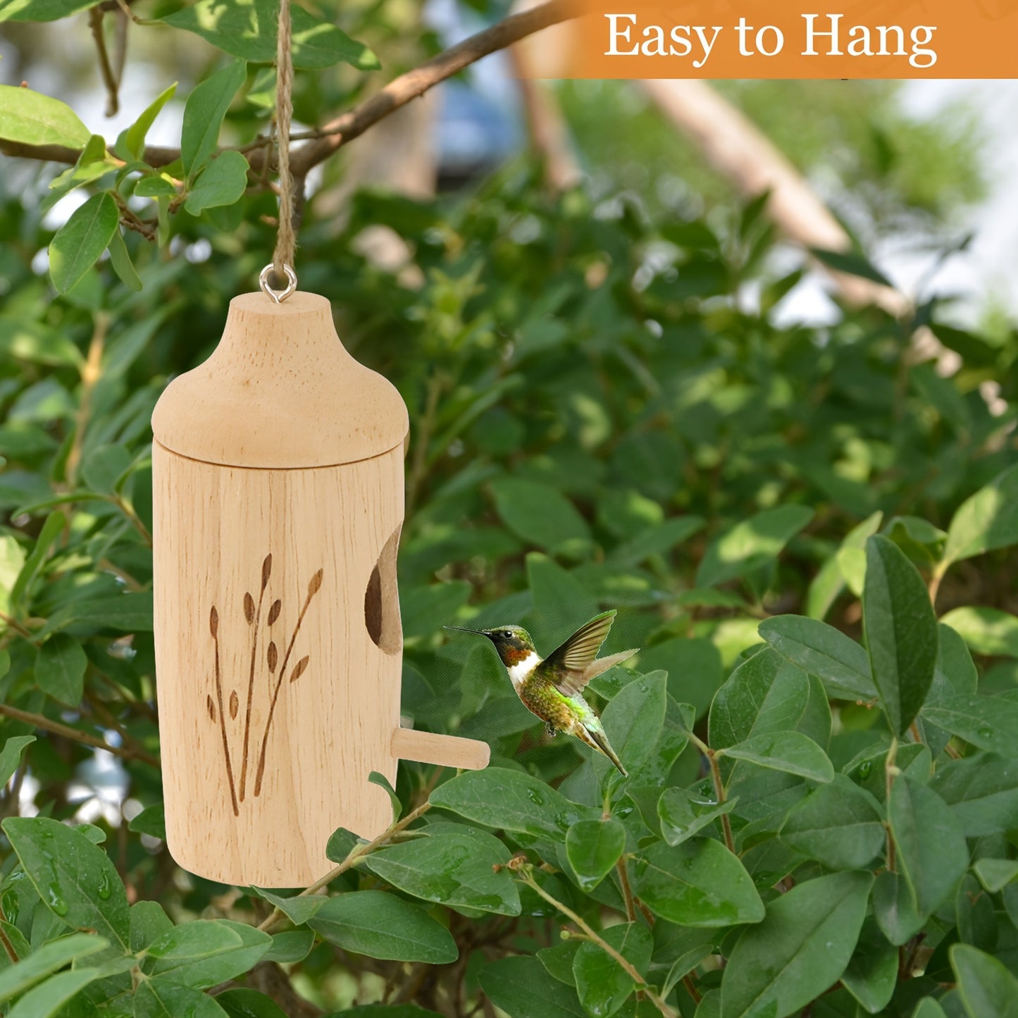 3pcs Hummingbird House Set – Natural Wooden Hanging Houses for Outdoor Gardening & Home Decoration Gifts