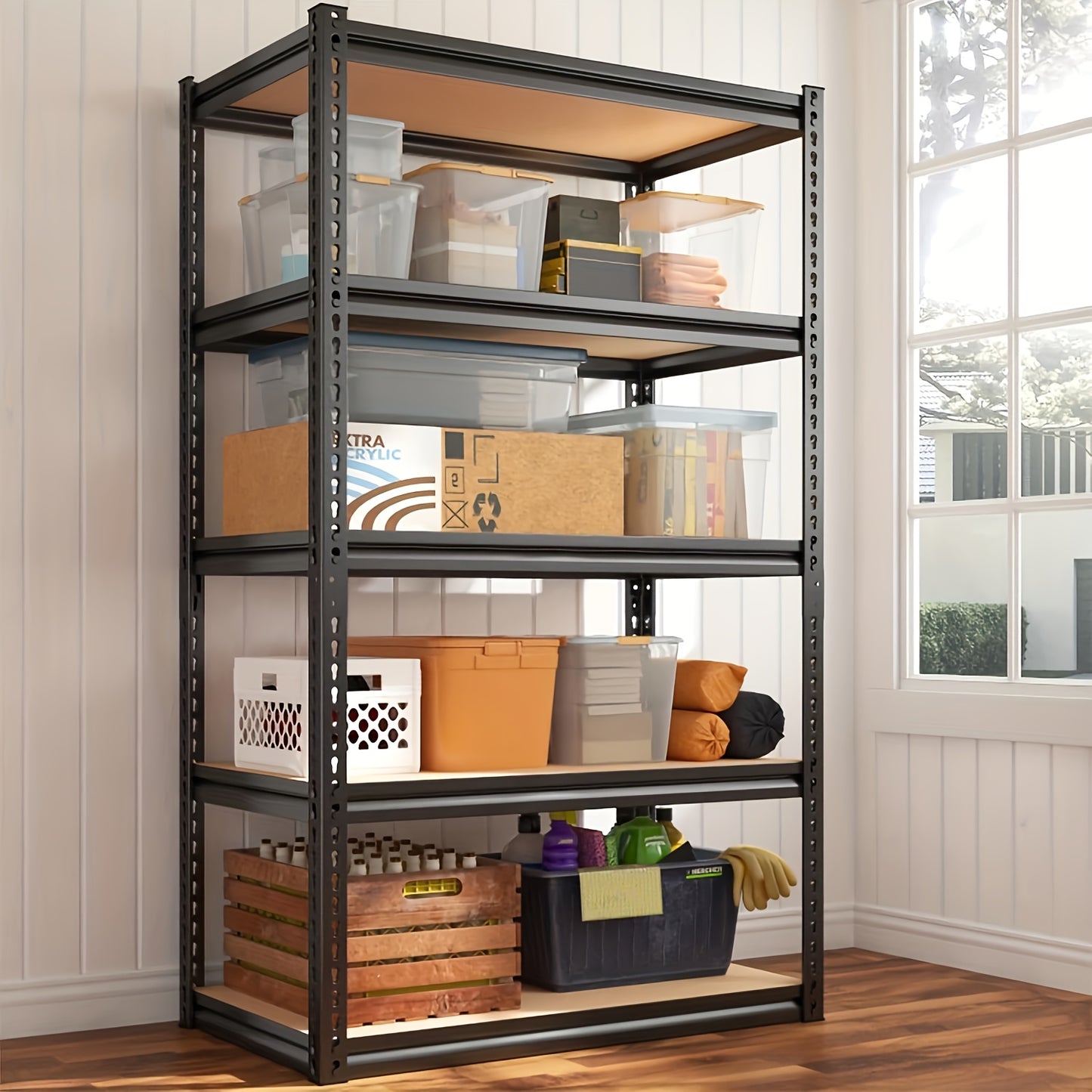 2000LBS Heavy Duty Garage Shelving – 5 Tier Metal Storage Shelves, Adjustable Unit 35.5"W x 72"H x 15.8"D for Basement, Pantry, Utility Rack