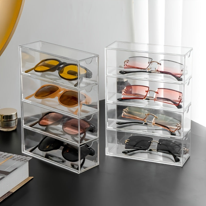 Transparent Desk Drawer Organizer for Sunglasses, Cosmetics, and Lipstick - Dust-Proof Eyeglass Cases for Storing Gifts, Accessories, and Makeup Essentials