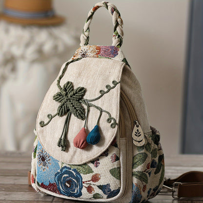 Women's Embroidered Backpack - Lightweight & Artistic Crossbody Daypack Bag
