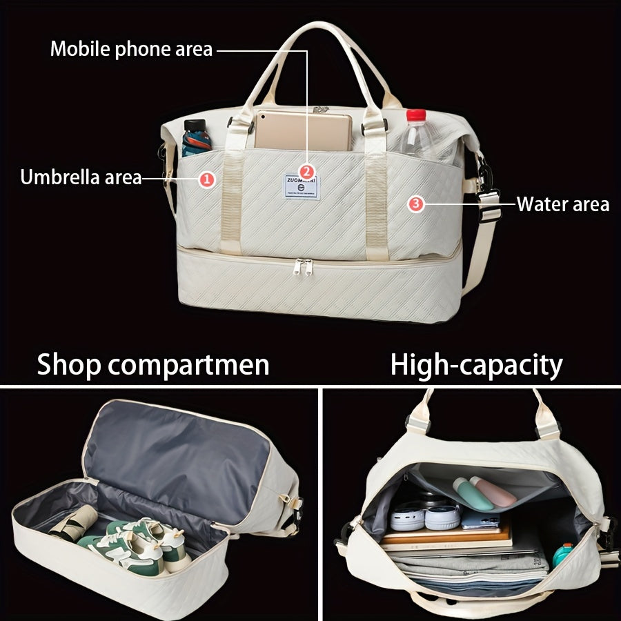 3 Piece Chic Pink Travel & Fitness Bag Set – Large Capacity Waterproof Oxford Fabric Duffle with Shoulder Strap and Cosmetic Bags