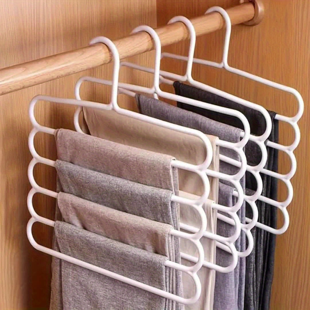 5pcs Multifunctional Five-Layer Pants Rack - Anti-Slip Multi-Layer Clothing Hanger for Wardrobe, Scarf & Pants Storage