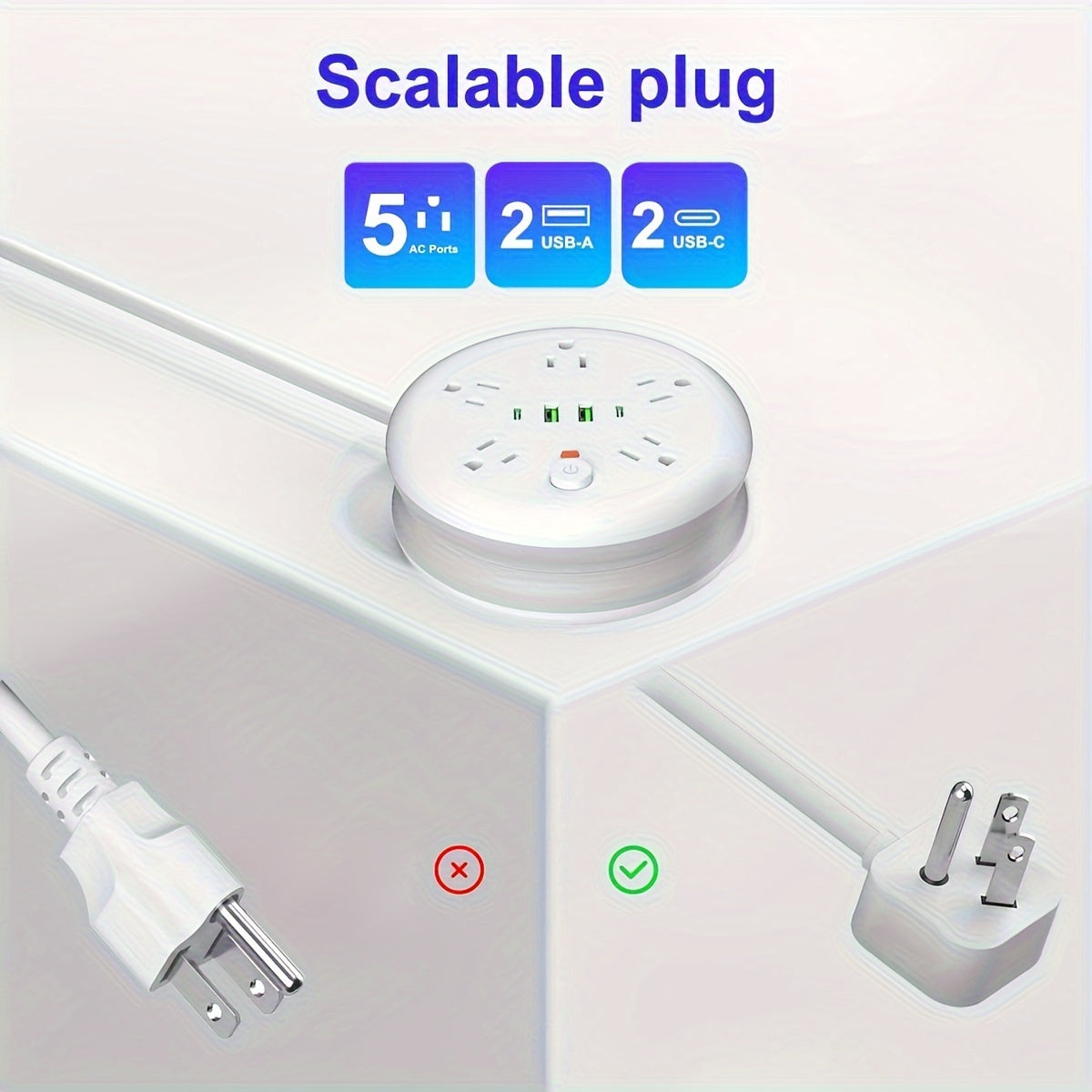Power Strip Surge Protector – 12 AC Outlets, 2 USB Ports, 2 USB-C Ports, 6ft Extension Cord, Flat Plug, 2100 Joules, Wall Mountable, Overload Protection