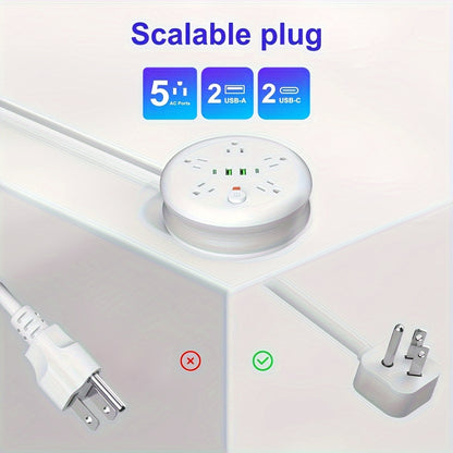 Power Strip Surge Protector – 12 AC Outlets, 2 USB Ports, 2 USB-C Ports, 6ft Extension Cord, Flat Plug, 2100 Joules, Wall Mountable, Overload Protection