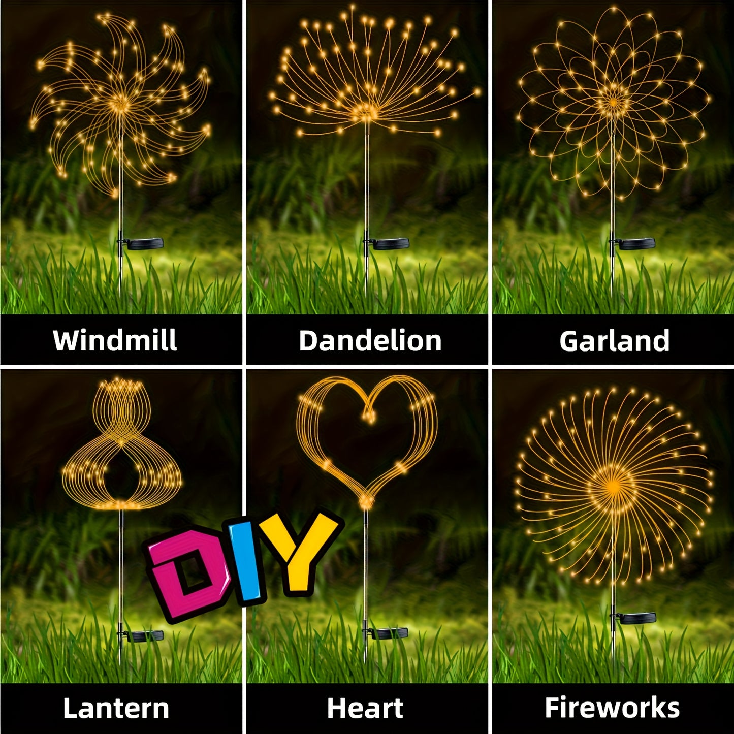 Solar Firework Lights – Height Adjustable, 8 Lighting Modes, IP65 Waterproof – 420/360/200/60 LEDs for Outdoor Yard, Courtyards, Camping, Festivals