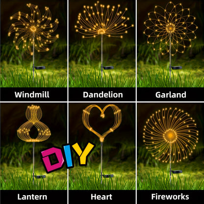 Solar Firework Lights – Height Adjustable, 8 Lighting Modes, IP65 Waterproof – 420/360/200/60 LEDs for Outdoor Yard, Courtyards, Camping, Festivals