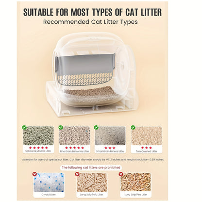 Self-Cleaning Litter Box - Automatic with Pad, 17.17gal+2.38gal Large Capacity, APP Control, Suitable for Multiple Cats