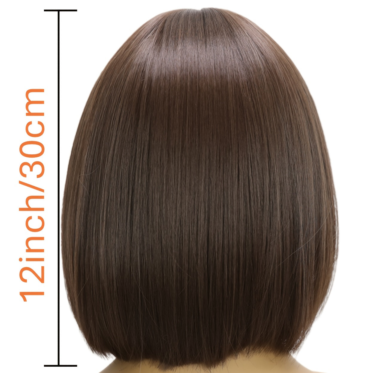 Natural Straight Brown Short Synthetic Wig - Classic & Casual 12-Inch Style, Perfect for Daily Wear