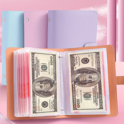 1 Banknote Storage Book - PU Material, Holds 100 Banknotes, Photos, Stamps, Bank Cards, A6 Ultra-Large Capacity with 50 Inner Pages