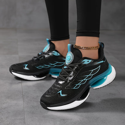 Women's Breathable Mesh Platform Sneakers - Casual Lace-Up Outdoor Shoes, Comfortable Low Top Running Shoes, Plus Size