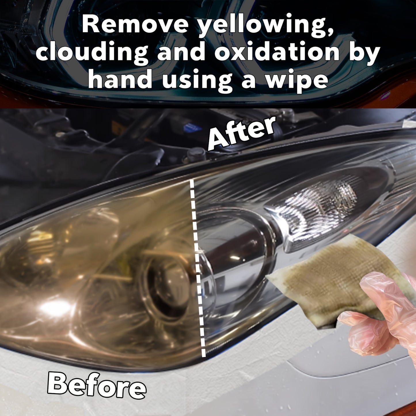 Universal Headlight Restoration Kit with Oxidation Remover and Ceramic Coating Wipes – Efficient Car Headlamp Cleaning, Polishing and Restoration System for Long-Lasting Professional Results