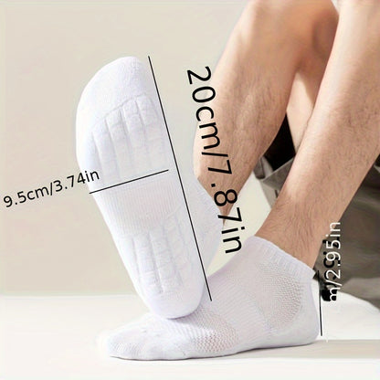 5 Pairs Unisex Casual Ankle Socks: Breathable Sports Socks with Towel Bottom, Sweat-Absorbent and Anti-Odor for Spring and Summer