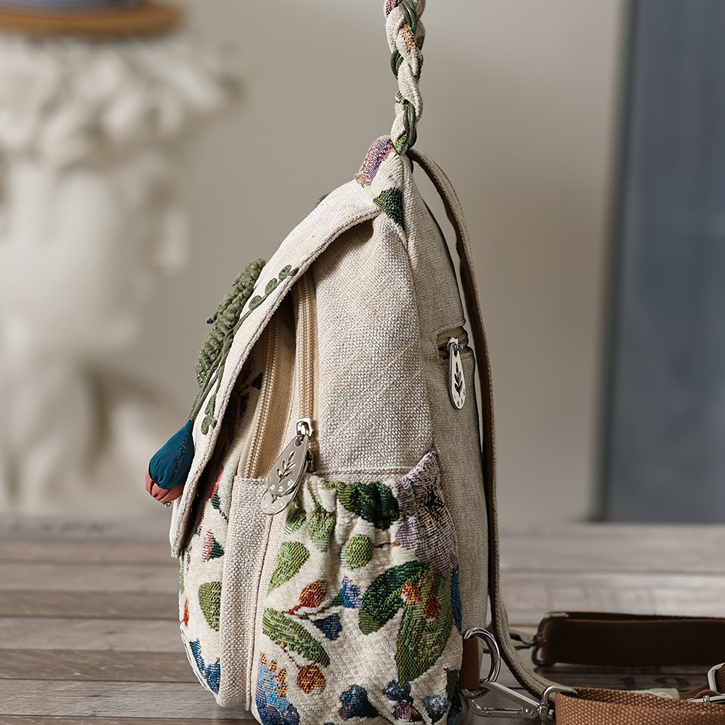 Women's Embroidered Backpack - Lightweight & Artistic Crossbody Daypack Bag