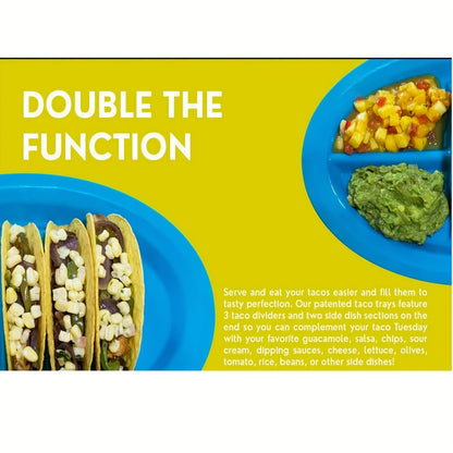 Fiesta Taco Serving Plates Set – 1pc/4pcs with Stand Holder for Soft and Hard Shell Tacos, Microwave Safe Plastic, Ideal for Taco Nights and Bars