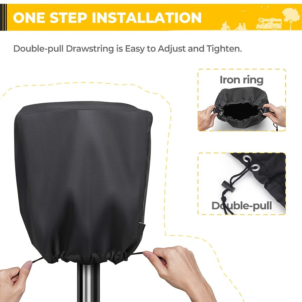 BougeRV Heavy-Duty Electric Tongue Jack Cover – All-Weather RV Protection – Universal Fit & Durable 600D Design