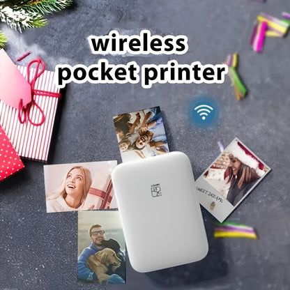HPRT Wireless Portable Mini Color Printer - Free 5 Sheets of ZINK Paper, High Definition Color Reproduction, Direct Mobile Printing for iOS/Android Devices