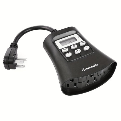 7 Day Programmable Outdoor Digital Light Timer Plug - Weather-Resistant with 3 Grounded Outlets, Energy-Efficient for Patio, Garden, and Seasonal Lighting