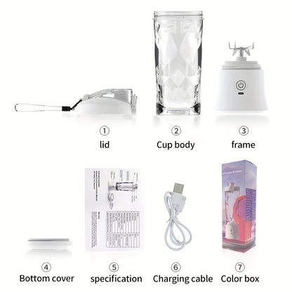 600ml Portable Electric Juicer Cup - Citrus Juicer with Ice Crusher, Wireless and Type-C Charging - Ideal for Fresh Juice on the Go