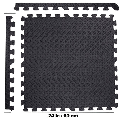 24 Tiles, 96 SQFT 1/2" Extra Thick Floor Exercise Mat – Interlocking Puzzle Mat for Home Gym, Gymnastics, and Protective Flooring (24"x24"x1/2" Each)