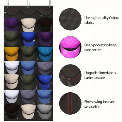 Wall-Mounted Hat Storage Bag – Hanging Multi-Pocket Organizer for Back Door & Household Use