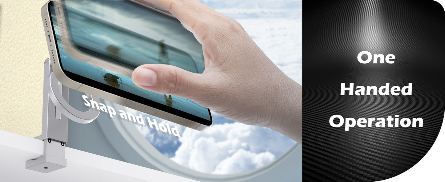 Universal Magnetic Phone Holder - Flexible Rotation, Hands-Free Airplane Mount for iPhone 15 Pro Max Series