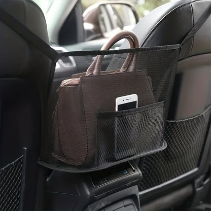 Large Capacity Car Seat Mesh Bag - Dog Storage Organizer, Handbag & Purse Clip Bag for Back Seat Pet Net Storage