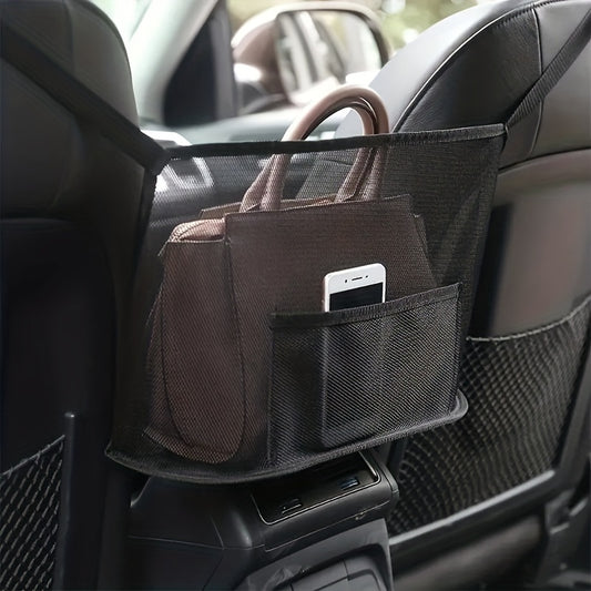 Large Capacity Car Seat Mesh Bag - Dog Storage Organizer, Handbag & Purse Clip Bag for Back Seat Pet Net Storage
