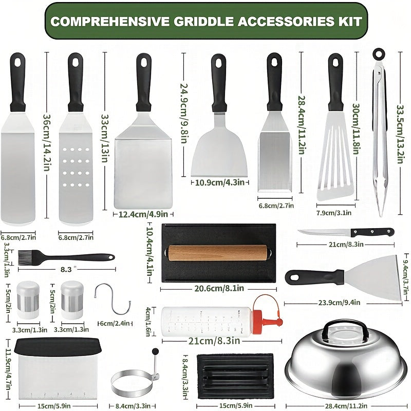 Enlarged Spatula Set for Griddles – Flat Top Grill Accessories Kit with Basting Cover and Scraper – Ideal for Outdoor Barbecue