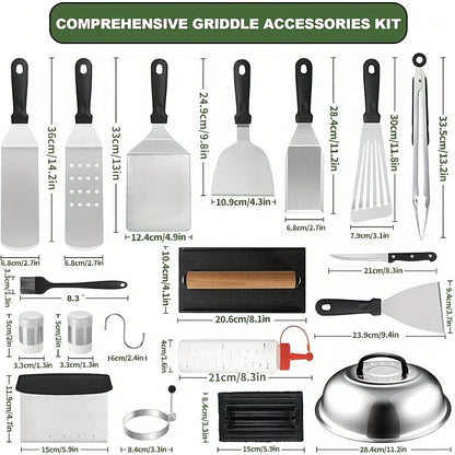 Enlarged Spatula Set for Griddles – Flat Top Grill Accessories Kit with Basting Cover and Scraper – Ideal for Outdoor Barbecue