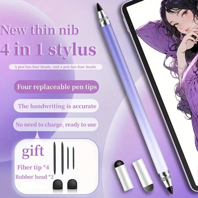 4 in 1 Fine Tip Capacitor Pen - Versatile Stylus for Writing Small Characters, Compatible with Samsung, Microsoft, Android Phones, and Tablets